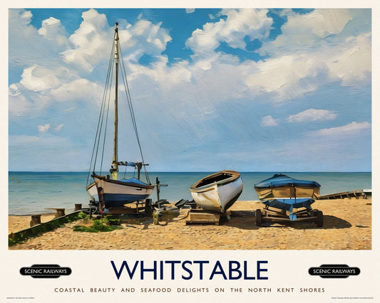Vintage travel poster- Whitstable, Kent - Scenic Railways
