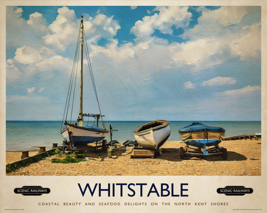 Vintage travel poster- Whitstable, Kent - Scenic Railways