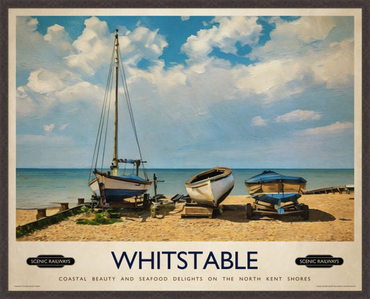Whitstable, Kent vintage railway travel print – framed British landscape wall art