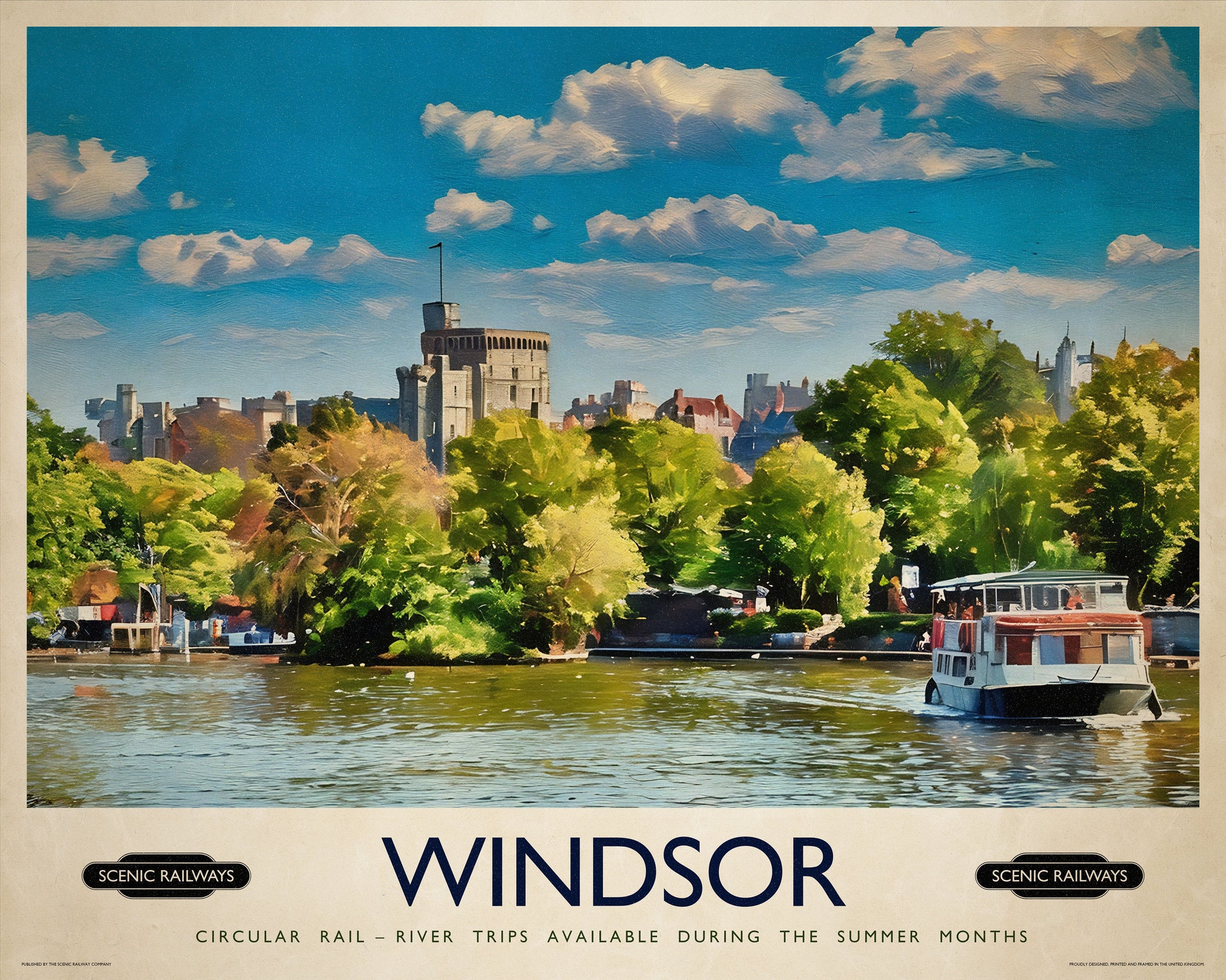 Vintage travel poster- Windsor, Berkshire - Scenic Railways