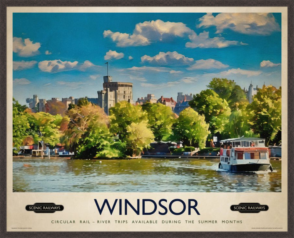 Windsor, Berkshire vintage railway travel print – framed British landscape wall art