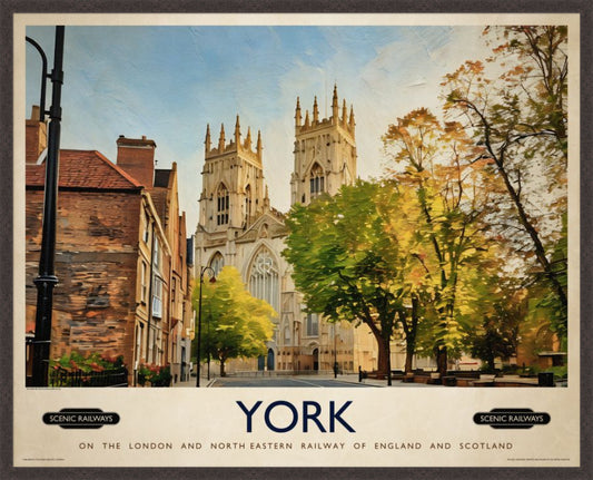 York, The Minster vintage railway travel print – framed British landscape wall art