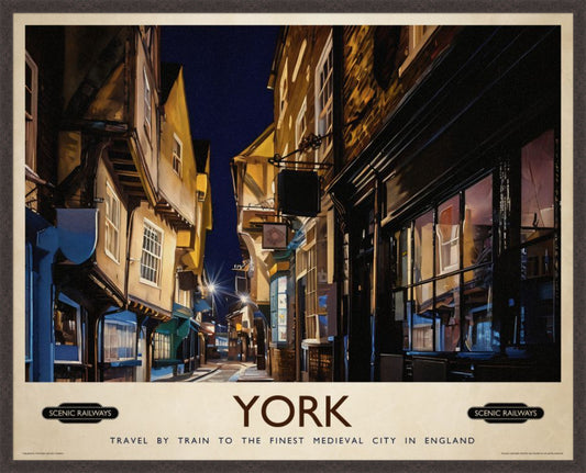York, The Shambles vintage railway travel print – framed British landscape wall art
