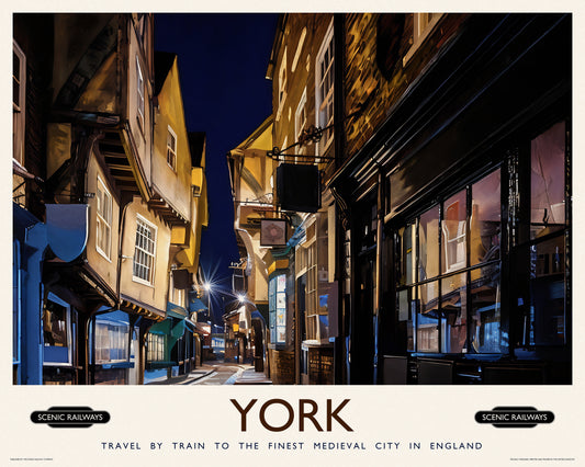 Vintage travel poster- York, The Shambles - Scenic Railways