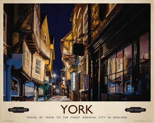 Vintage travel poster- York, The Shambles - Scenic Railways