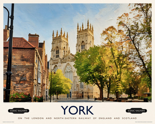 Vintage travel poster- York, The Minster - Scenic Railways