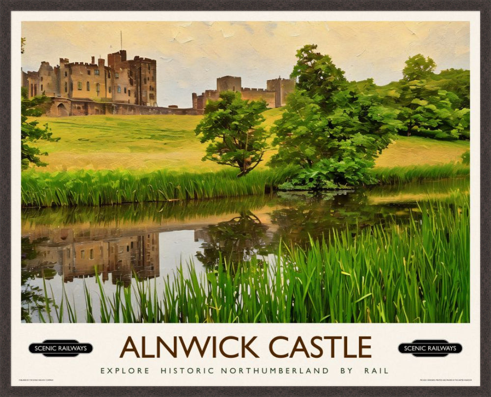 Vintage travel poster- Alnwick Castle, Northumberland - Scenic Railways