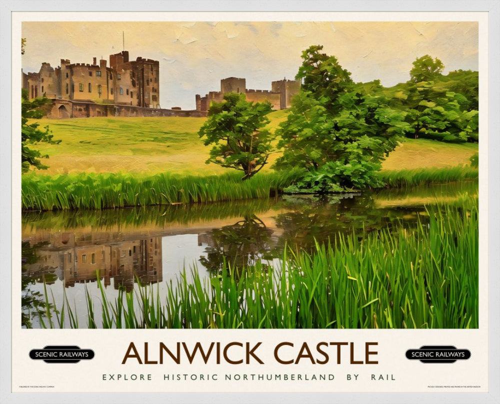 Vintage travel poster- Alnwick Castle, Northumberland - Scenic Railways