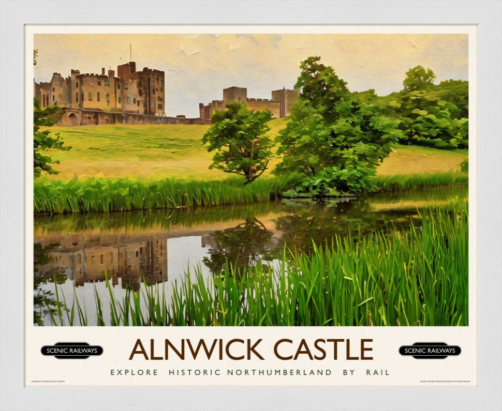 Vintage travel poster- Alnwick Castle, Northumberland - Scenic Railways