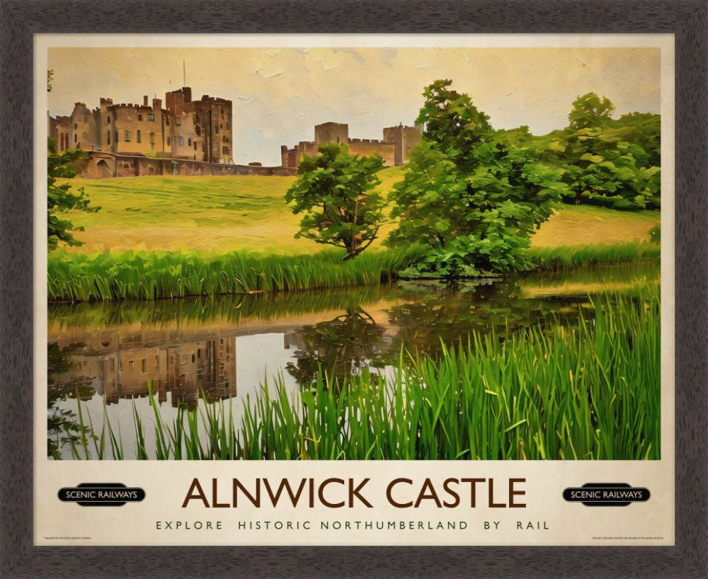 Vintage travel poster- Alnwick Castle, Northumberland - Scenic Railways