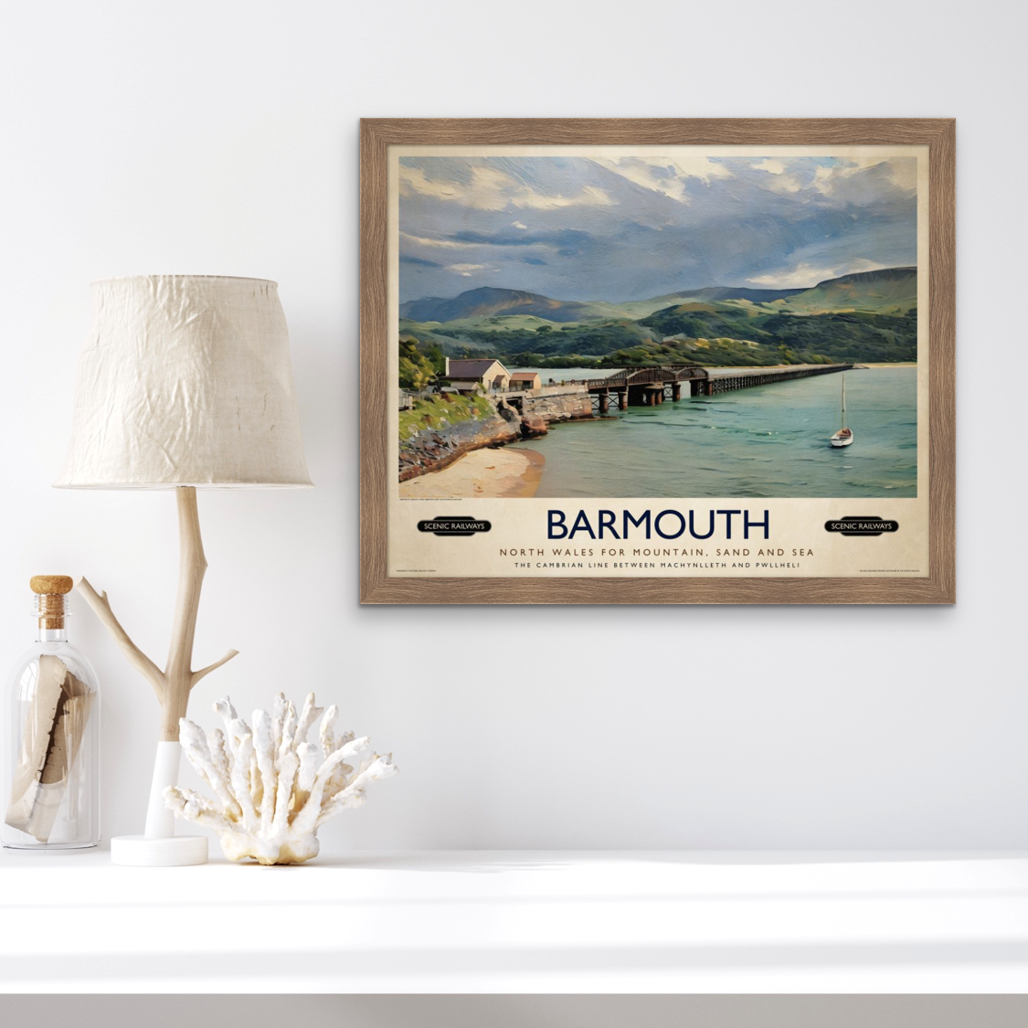 Vintage travel poster- Barmouth, Wales - Scenic Railways