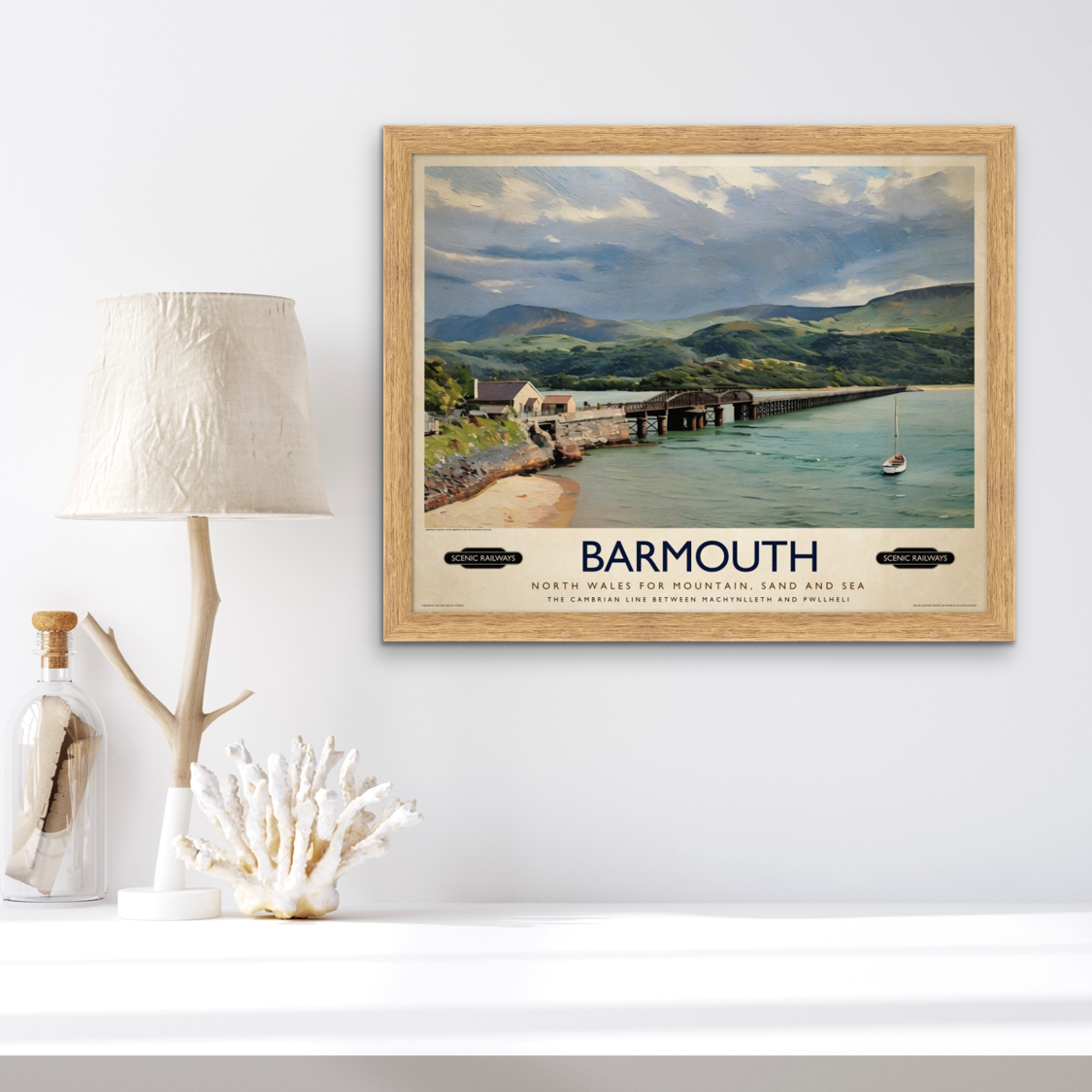 Vintage travel poster- Barmouth, Wales - Scenic Railways