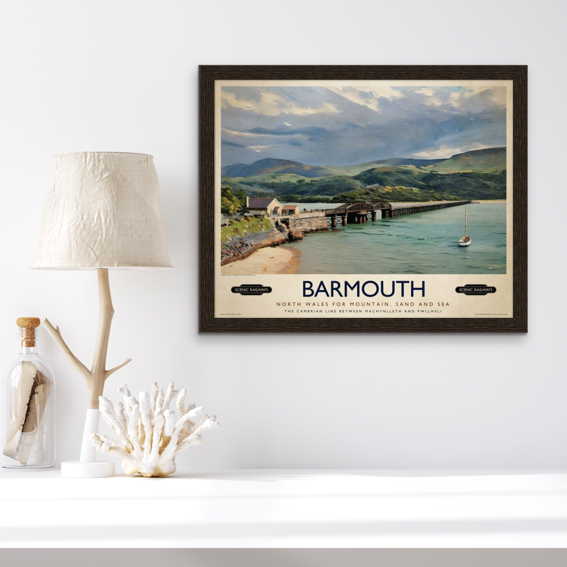 Vintage travel poster- Barmouth, Wales - Scenic Railways