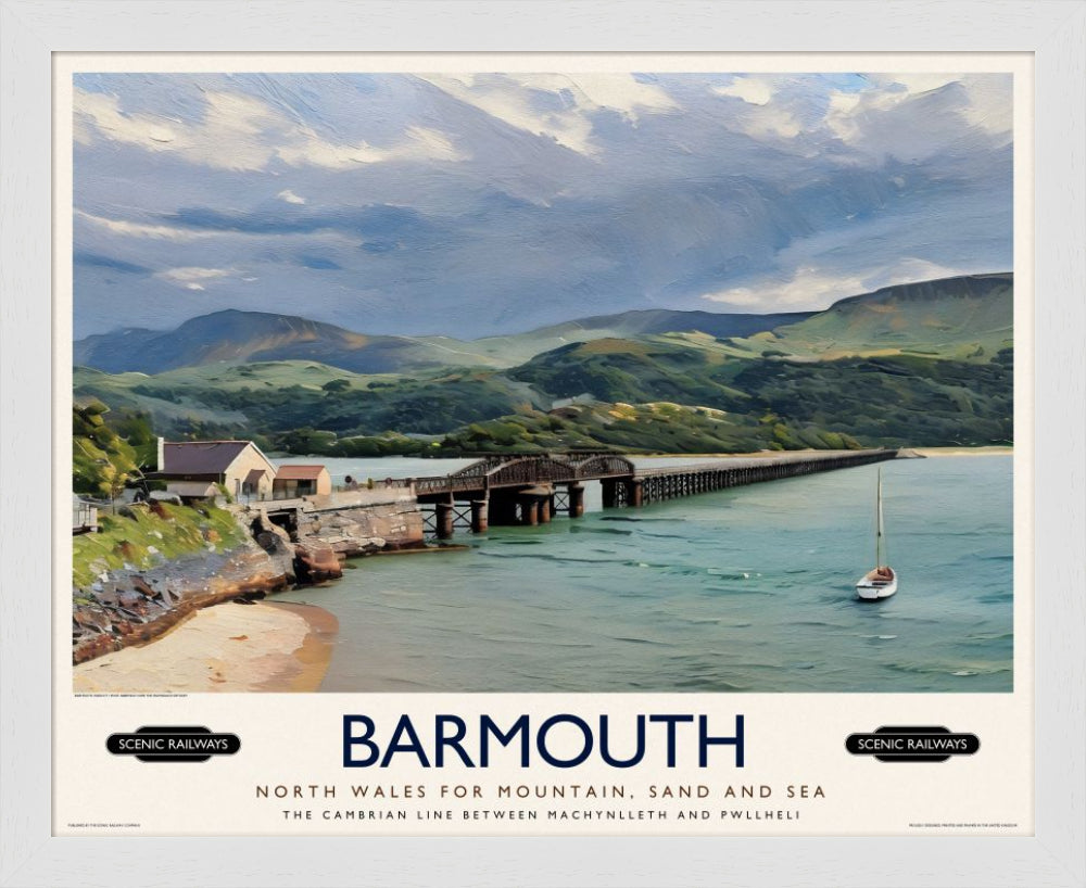 Vintage travel poster- Barmouth, Wales - Scenic Railways