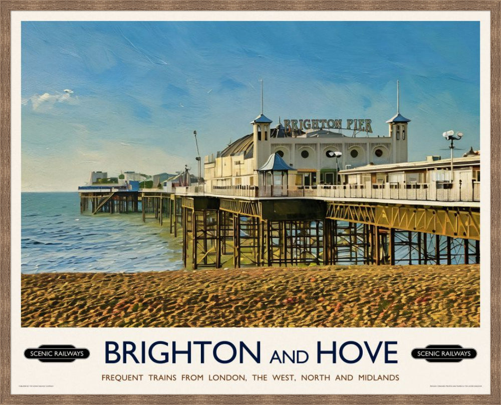 Vintage travel poster- Brighton, East Sussex - Scenic Railways