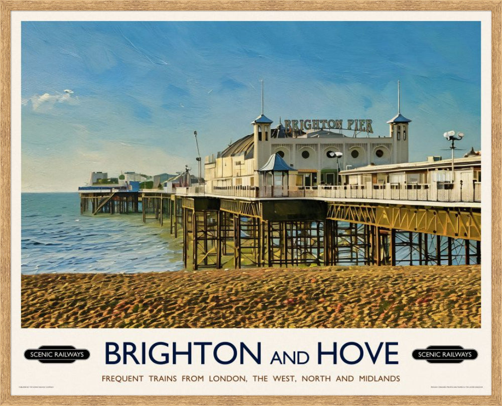 Vintage travel poster- Brighton, East Sussex - Scenic Railways