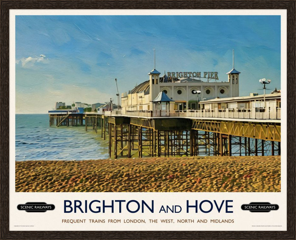 Vintage travel poster- Brighton, East Sussex - Scenic Railways