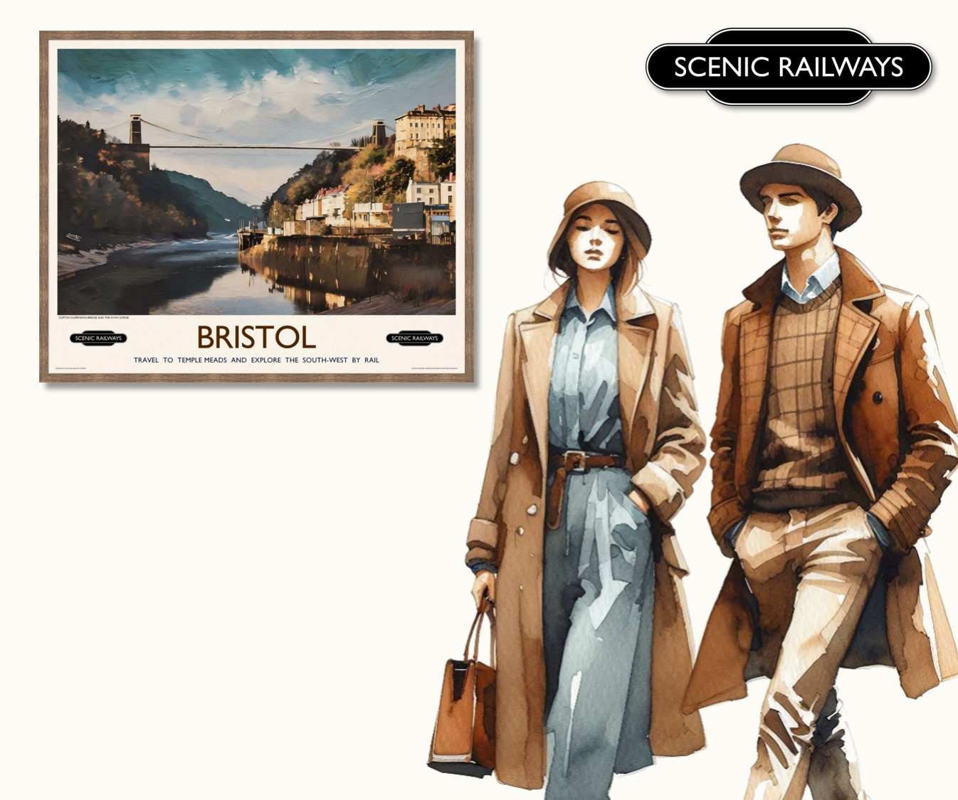 Vintage travel poster- Bristol - Scenic Railways