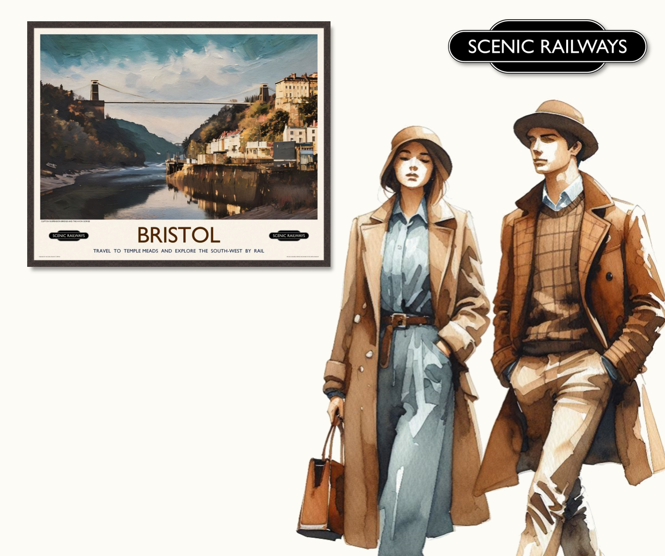 Vintage travel poster- Bristol - Scenic Railways