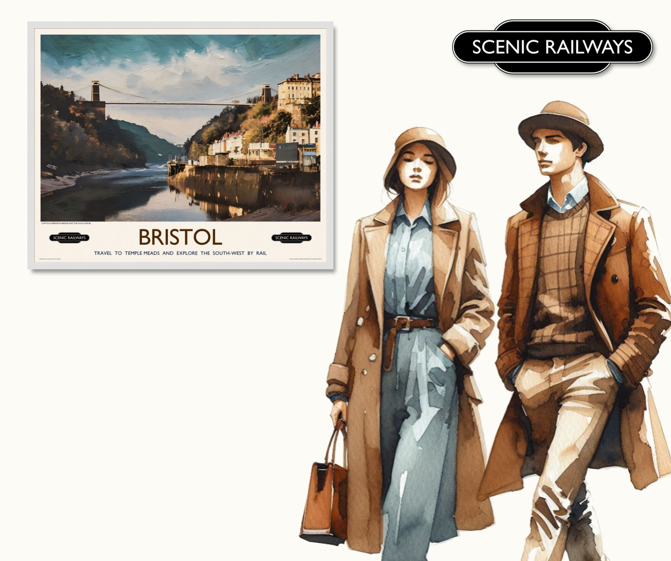 Vintage travel poster- Bristol - Scenic Railways