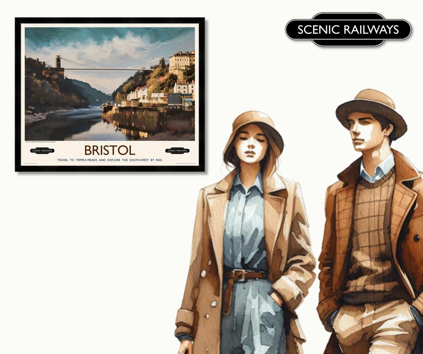 Vintage travel poster- Bristol - Scenic Railways