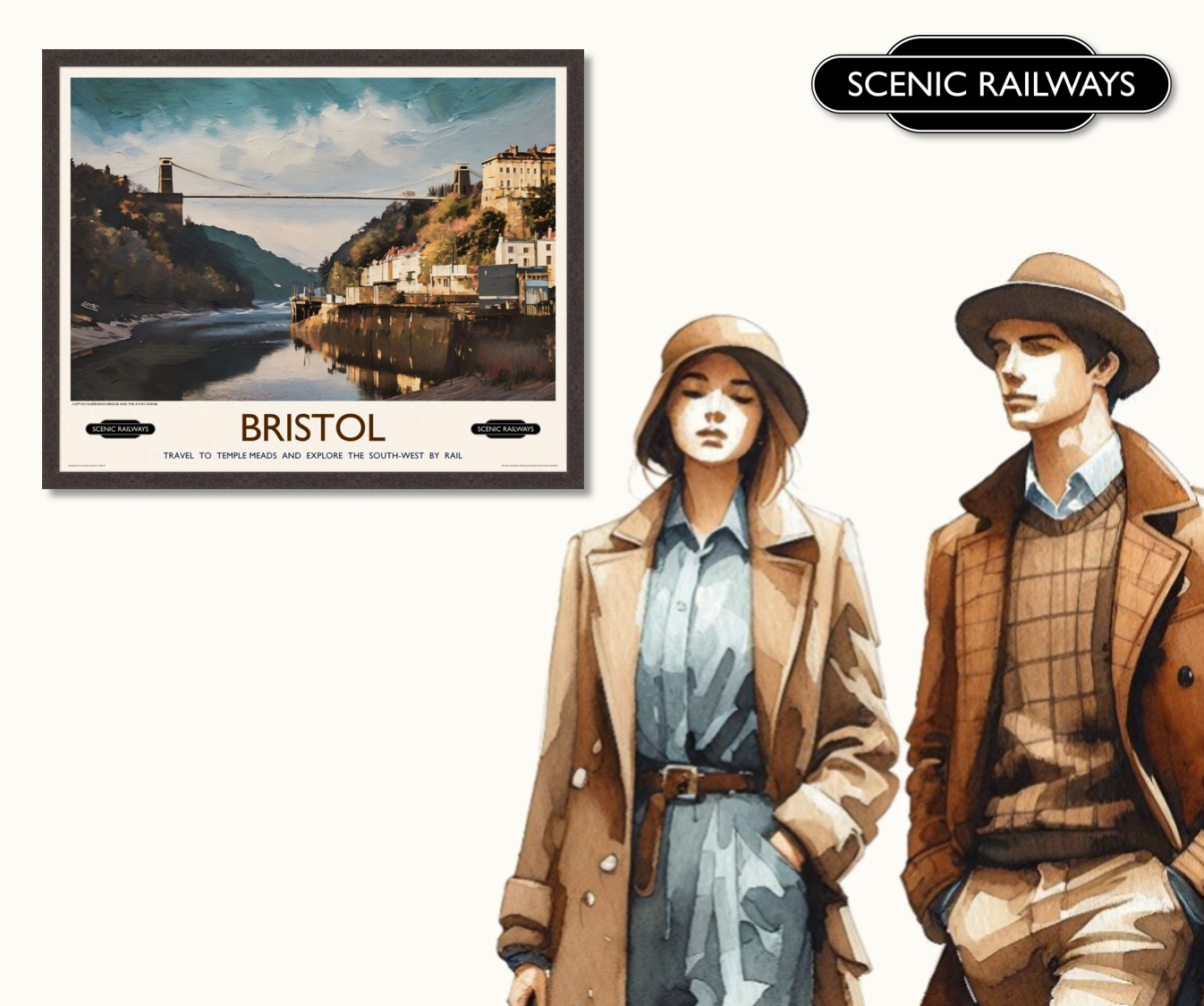 Vintage travel poster- Bristol - Scenic Railways