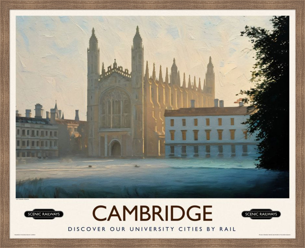Vintage travel poster- Cambridge, Misty Morning On The Backs - Scenic Railways