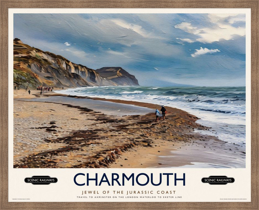 Vintage travel poster- Charmouth, Dorset - Scenic Railways