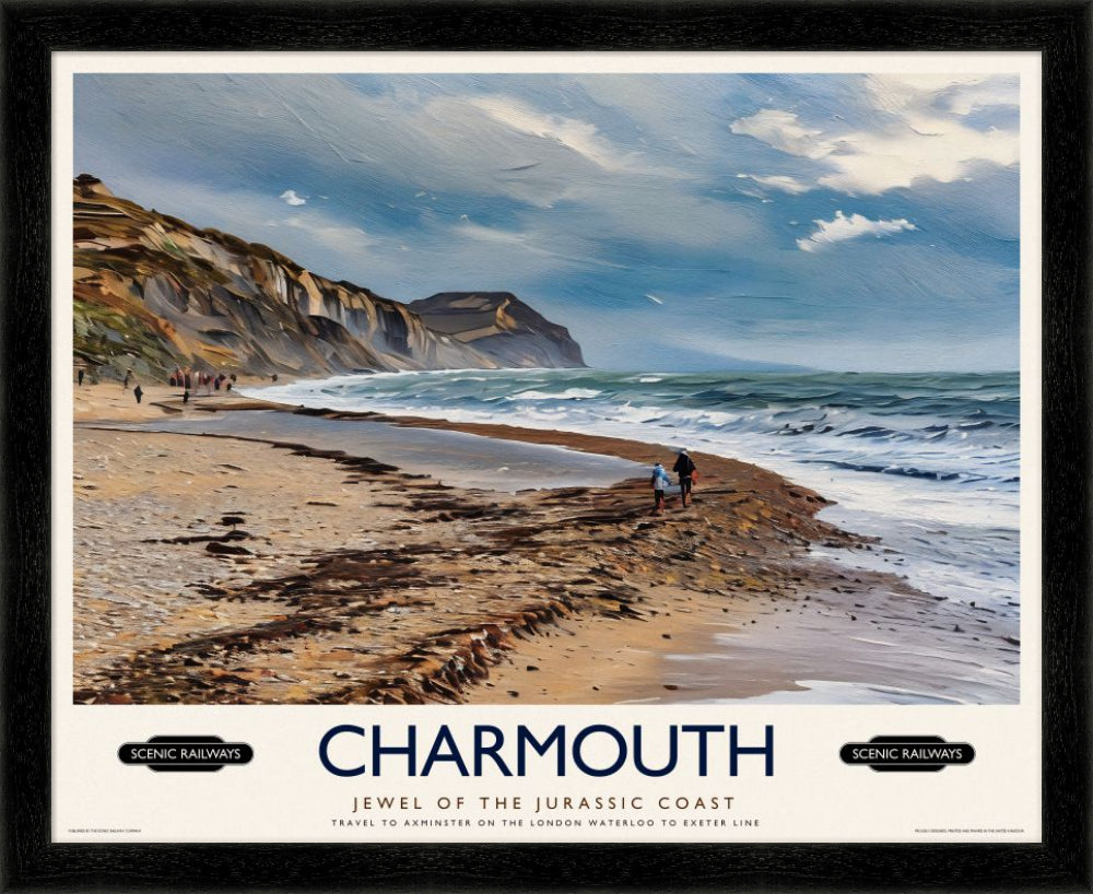 Vintage travel poster- Charmouth, Dorset - Scenic Railways