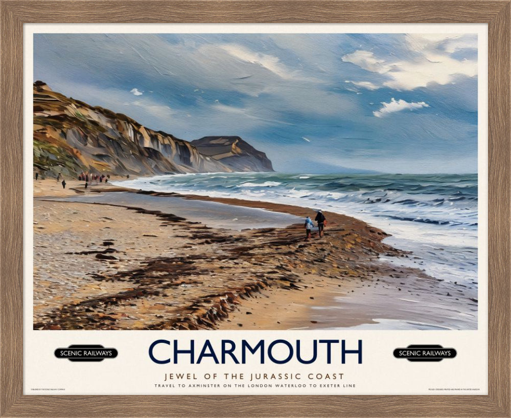 Vintage travel poster- Charmouth, Dorset - Scenic Railways