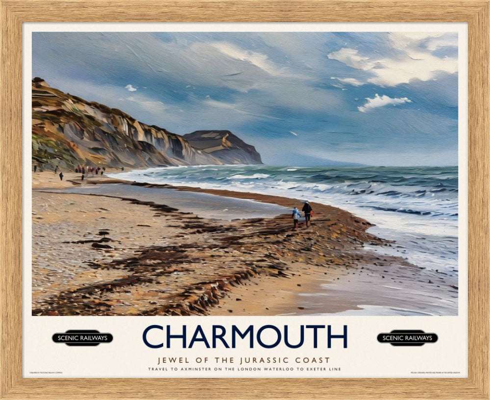 Vintage travel poster- Charmouth, Dorset - Scenic Railways