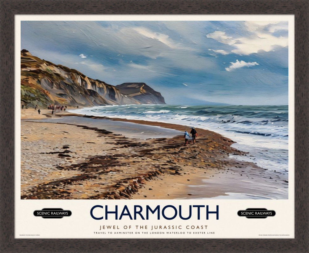 Vintage travel poster- Charmouth, Dorset - Scenic Railways