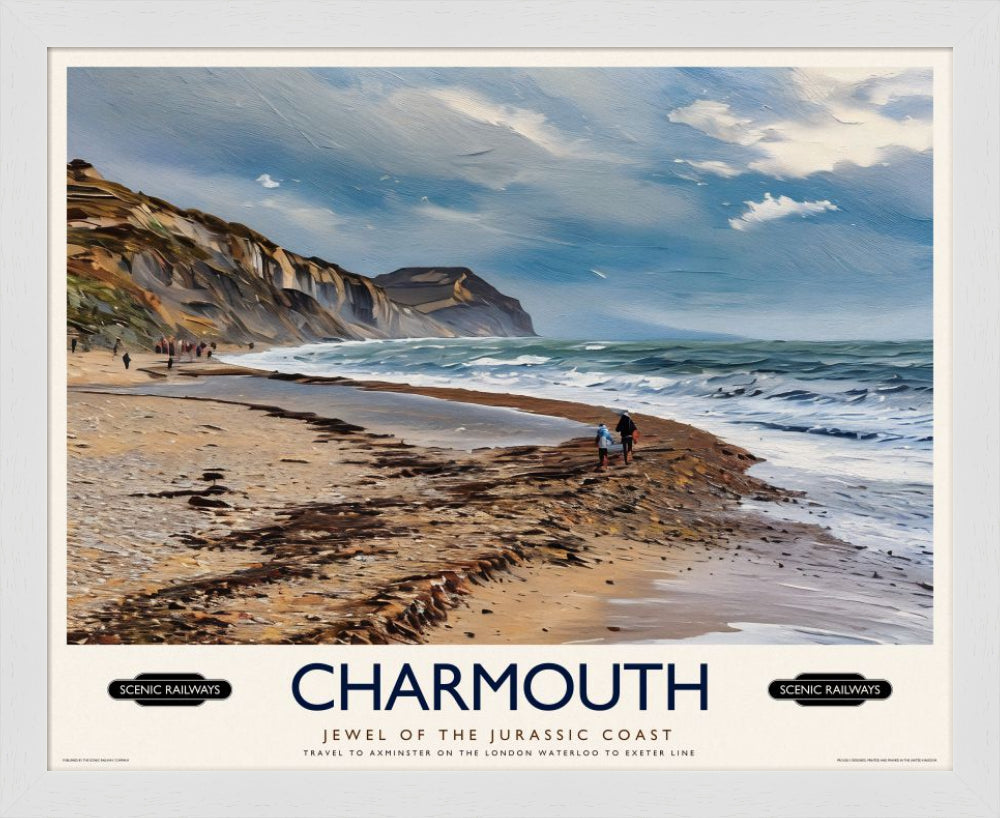 Vintage travel poster- Charmouth, Dorset - Scenic Railways