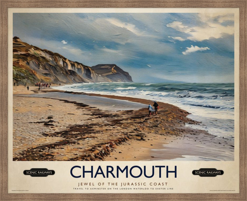 Vintage travel poster- Charmouth, Dorset - Scenic Railways