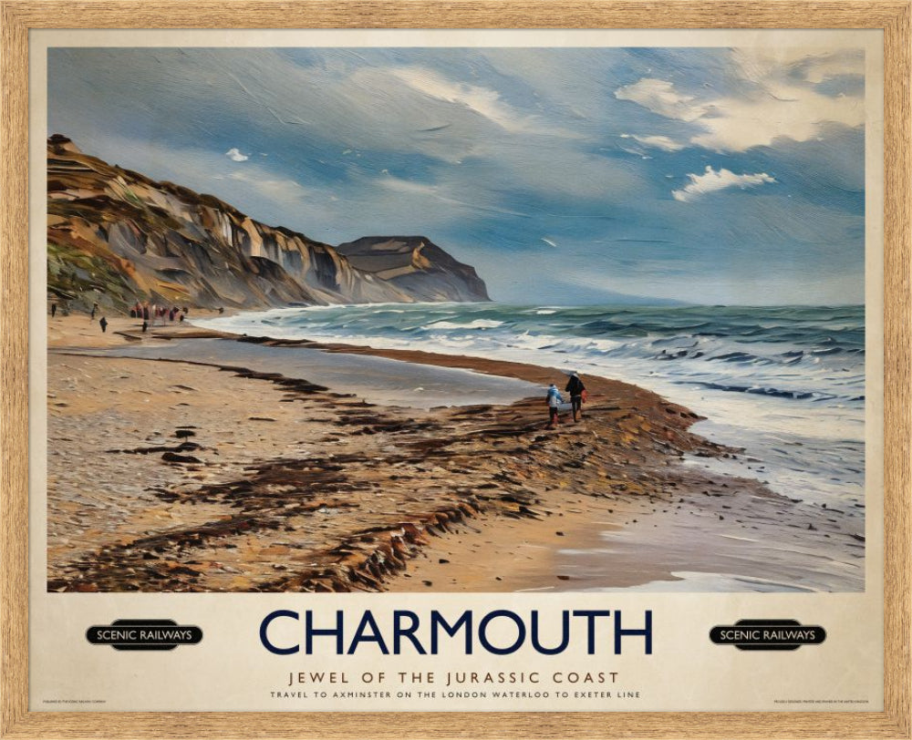 Vintage travel poster- Charmouth, Dorset - Scenic Railways