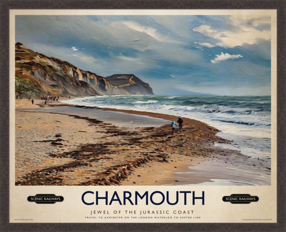 Vintage travel poster- Charmouth, Dorset - Scenic Railways