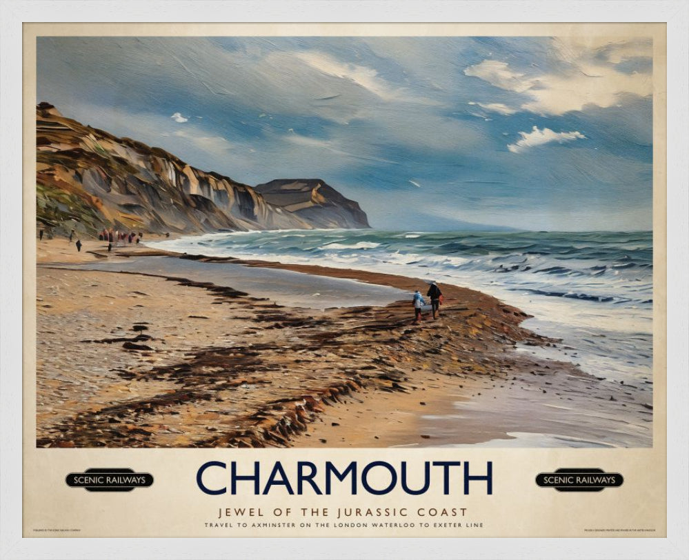 Vintage travel poster- Charmouth, Dorset - Scenic Railways