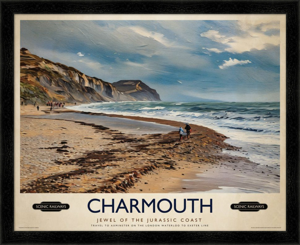 Vintage travel poster- Charmouth, Dorset - Scenic Railways