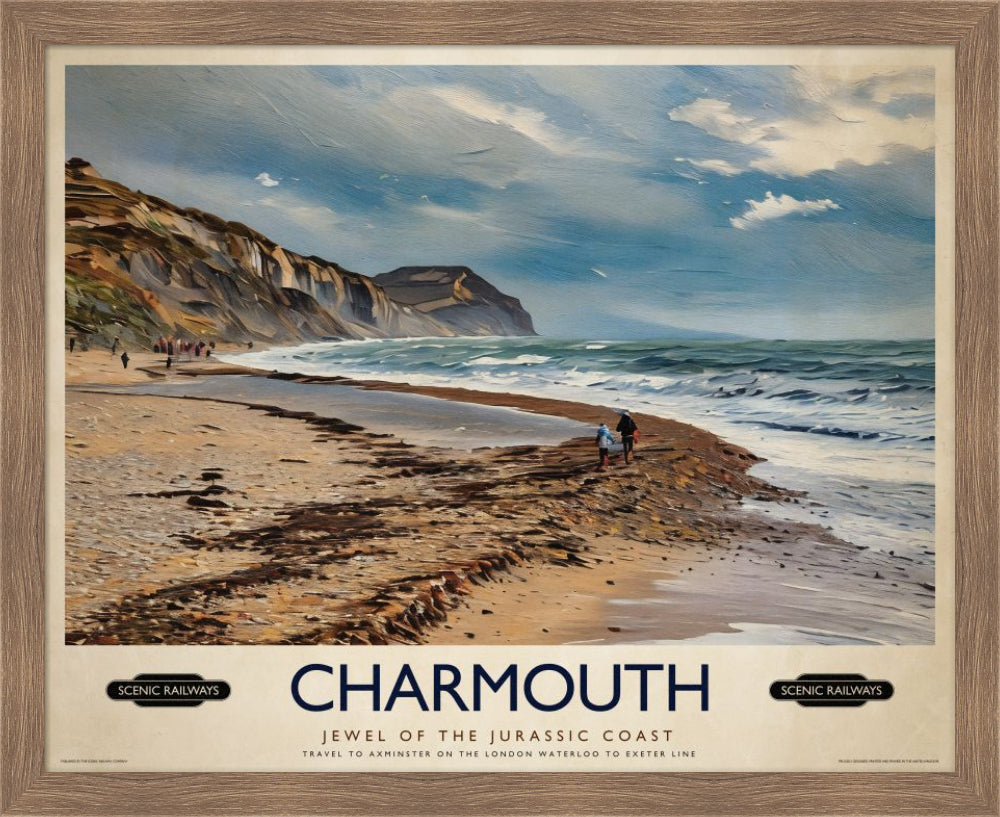 Vintage travel poster- Charmouth, Dorset - Scenic Railways