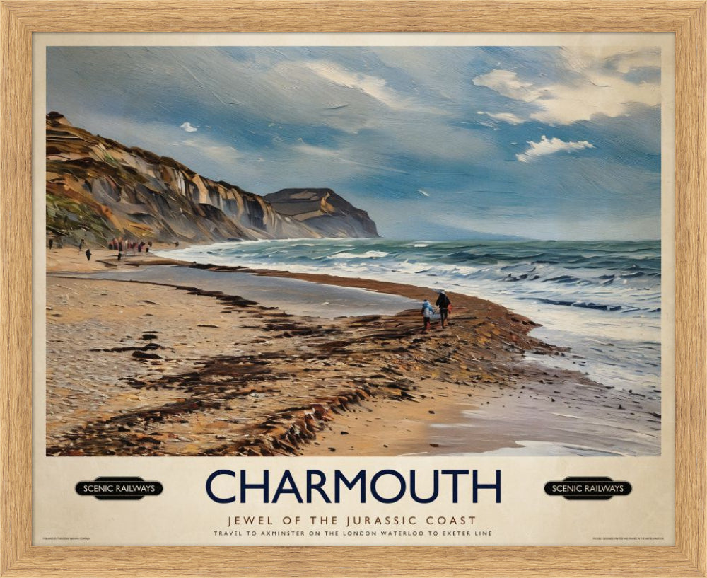 Vintage travel poster- Charmouth, Dorset - Scenic Railways