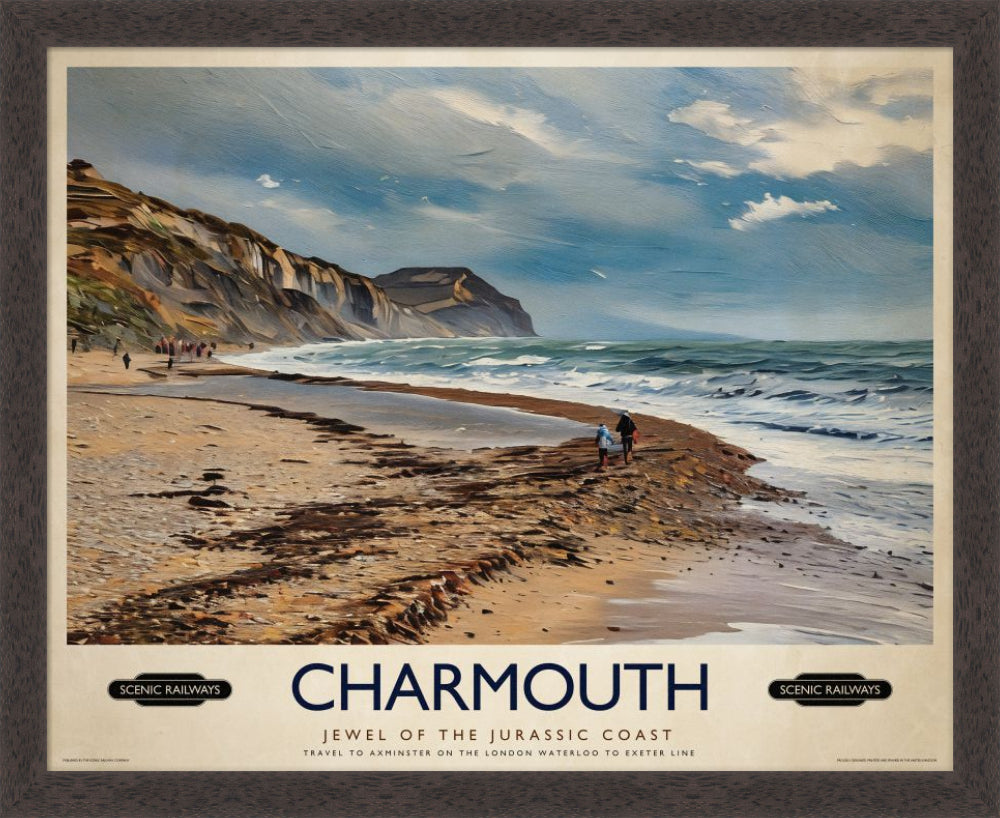 Vintage travel poster- Charmouth, Dorset - Scenic Railways