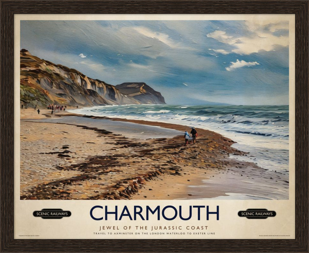Vintage travel poster- Charmouth, Dorset - Scenic Railways