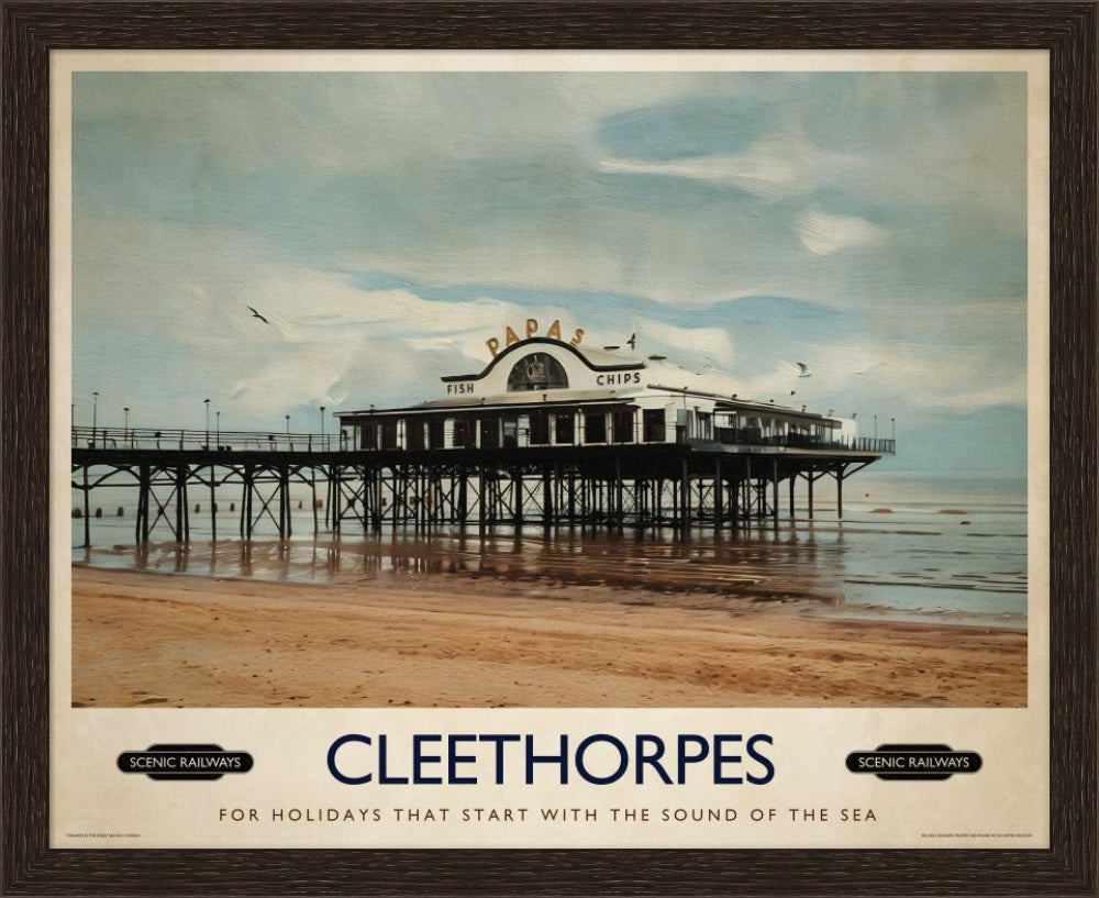 Vintage travel poster- Cleethorpes, Lincolnshire - Scenic Railways