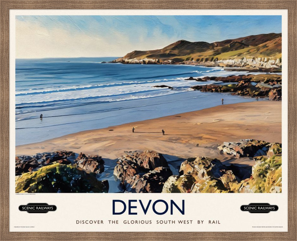 Vintage travel poster- Devon - Scenic Railways