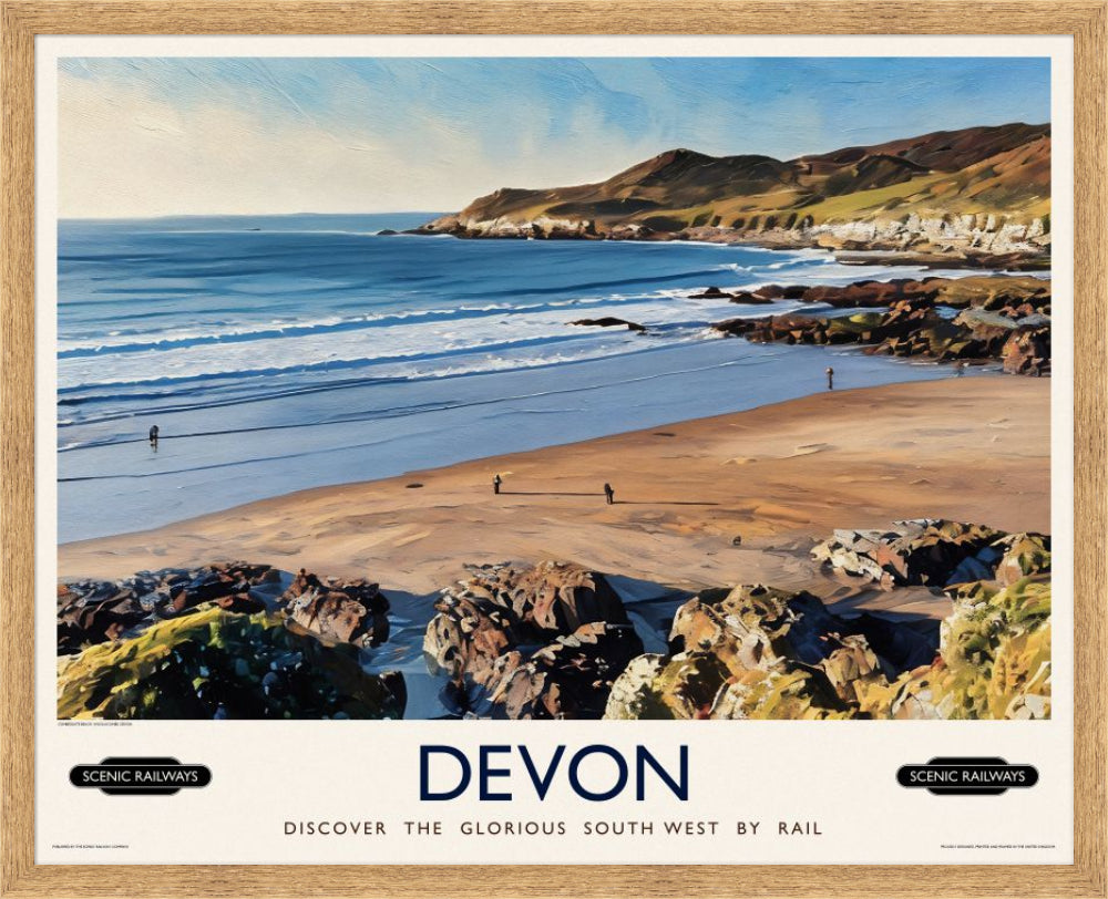 Vintage travel poster- Devon - Scenic Railways