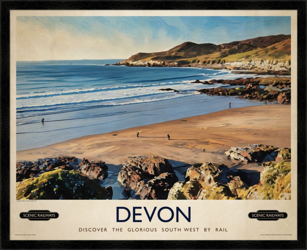 Vintage travel poster- Devon - Scenic Railways