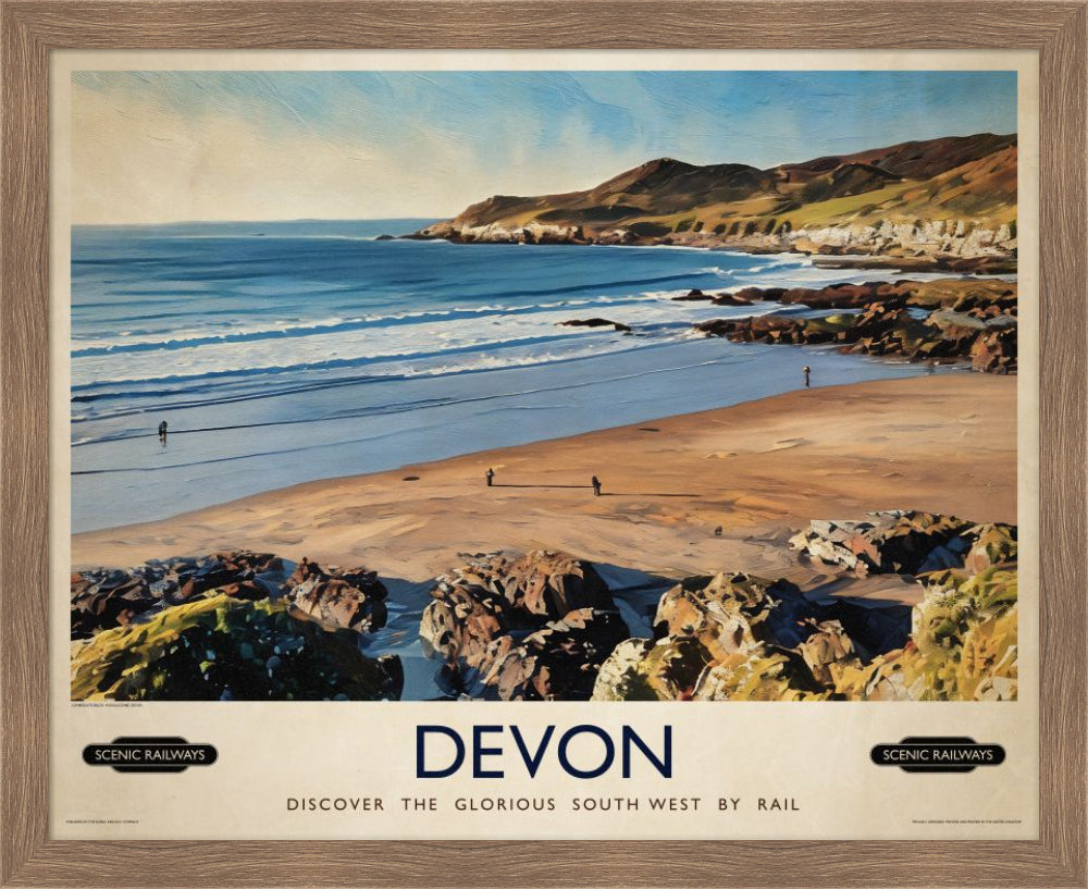 Vintage travel poster- Devon - Scenic Railways