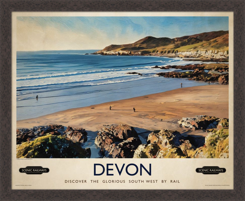 Vintage travel poster- Devon - Scenic Railways