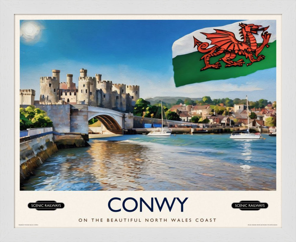 Vintage travel poster- Conwy, Wales - Scenic Railways