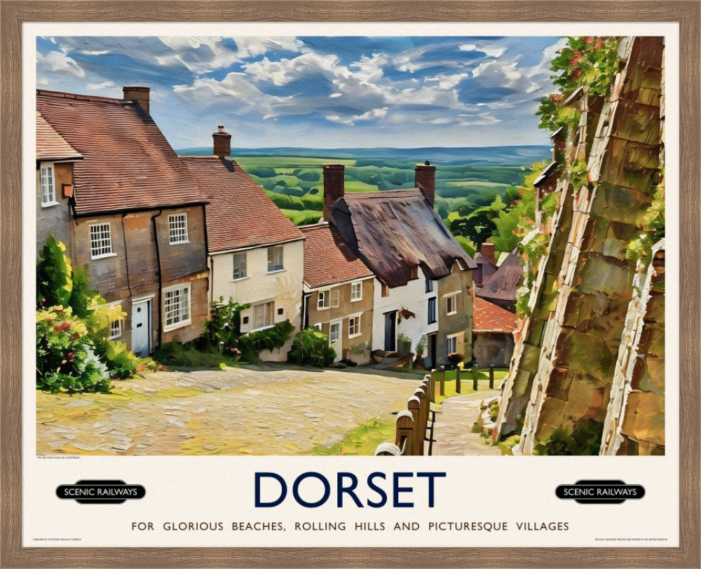 Vintage travel poster- Dorset, Gold Hill - Scenic Railways